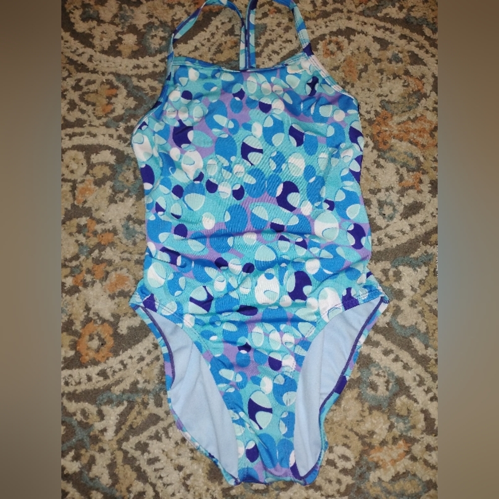 Nike Blue and Purple One Piece Swimwear Size 32